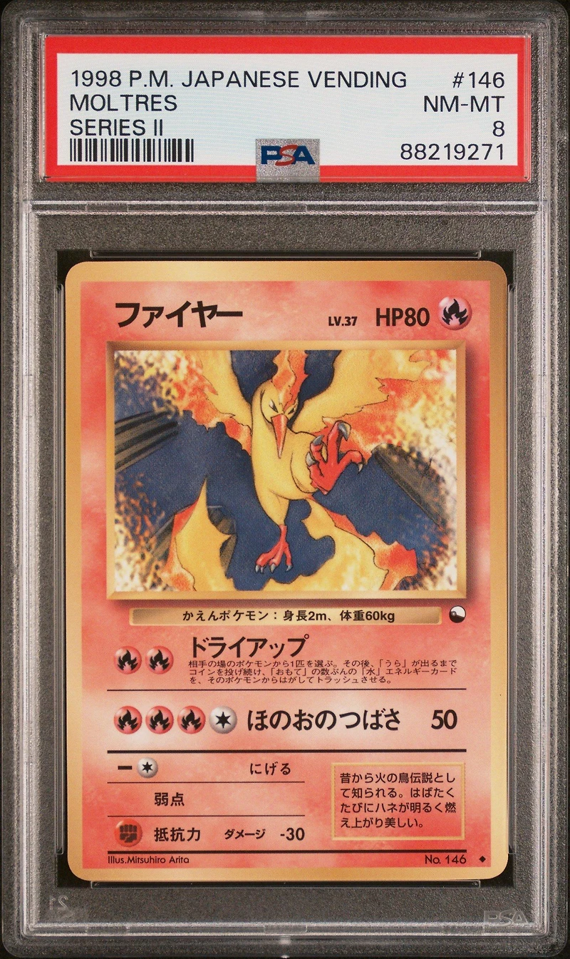 1998 Pokemon Japanese Vending 146 Moltres Series Ii PSA 8