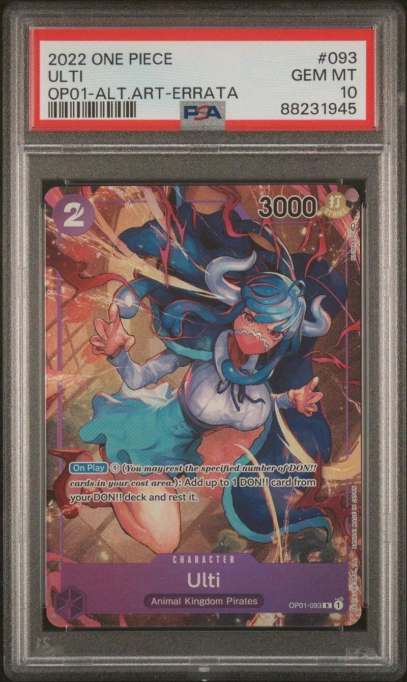 2022 One Piece Romance Dawn 093 Ulti Alternate Art-errata PSA 10