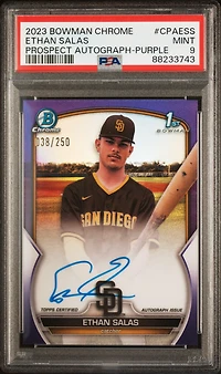 2023 Bowman Chrome Prospect Autographs Cpaess Ethan Salas Purple Refractor PSA 9