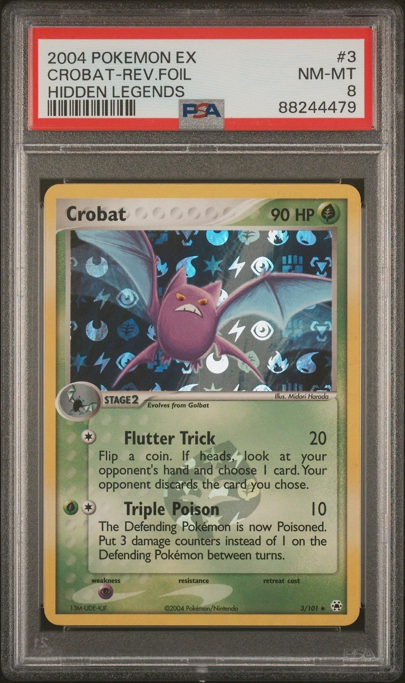2004 Pokemon Ex Hidden Legends 3 Crobat-reverse Foil PSA 8