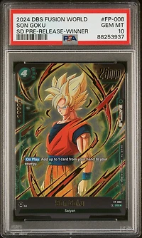 2024 Dragon Ball Super Card Game Fusion World Starter Deck Pre-release Event Fp-008 Son Goku Winner PSA 10
