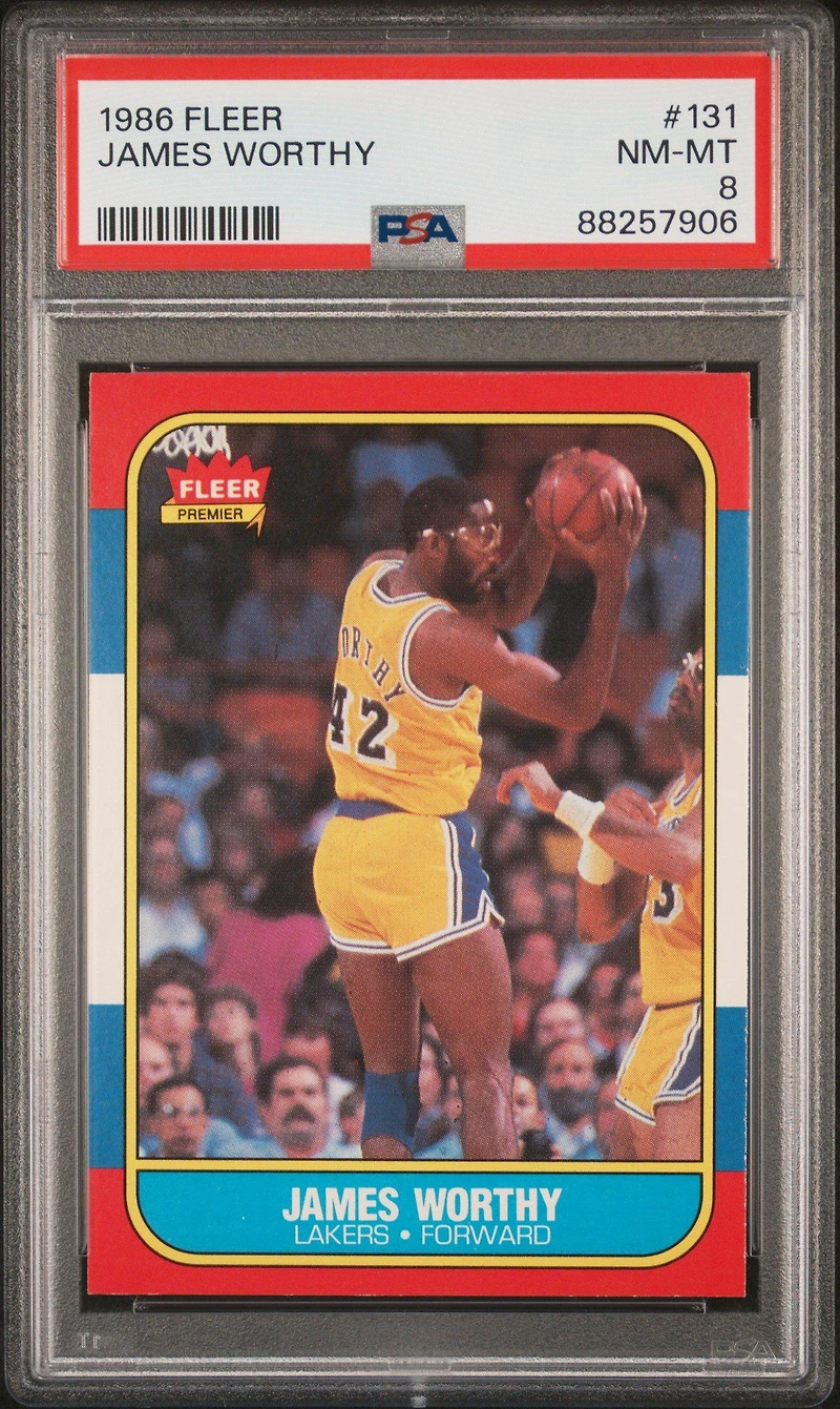 1986 Fleer 131 James Worthy PSA 8