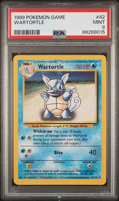 1999 Pokemon Game 42 Wartortle PSA 9