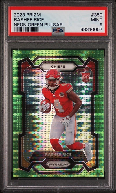 2023 Panini Prizm 350 Rashee Rice Neon Green Pulsar PSA 9