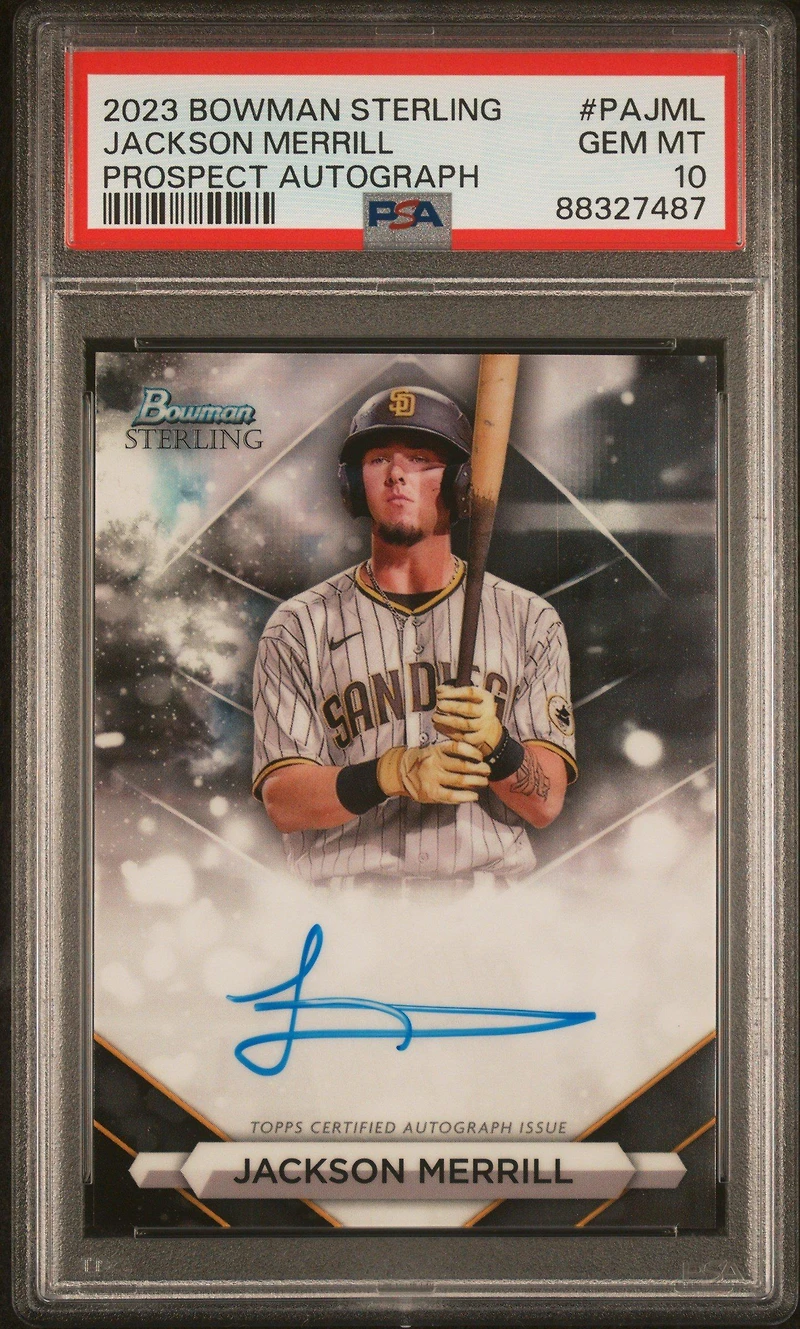 2023 Bowman Sterling Prospect Autographs Pajml Jackson Merrill PSA 10