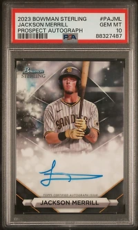 2023 Bowman Sterling Prospect Autographs Pajml Jackson Merrill PSA 10