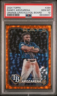 2024 Topps 284 Randy Arozarena Orange Crackle Foil Board PSA 10