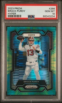 2023 Panini Prizm 266 Brock Purdy Hyper Prizm PSA 10