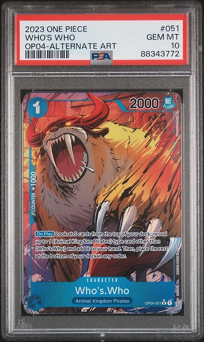 2023 One Piece Op04-kingdoms Of Intrigue 051 Who's Who Alternate Art PSA 10