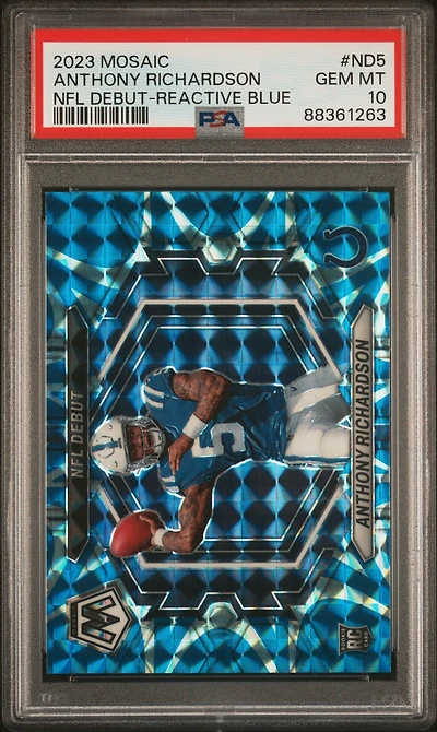 2023 Panini Mosaic Nfl Debut Nd5 Anthony Richardson Reactive PSA