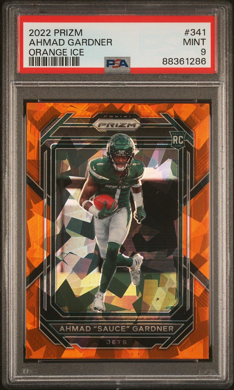 2022 Panini Prizm 341 Ahmad "sauce" Gardner Orange Ice PSA 9