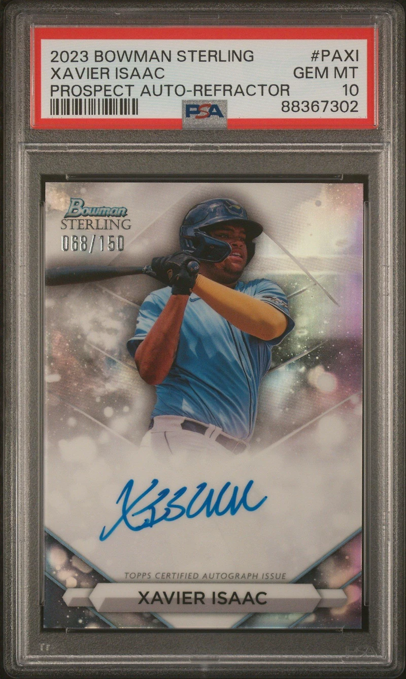 2023 Bowman Sterling Prospect Autographs Paxi Xavier Isaac Refractor PSA 10