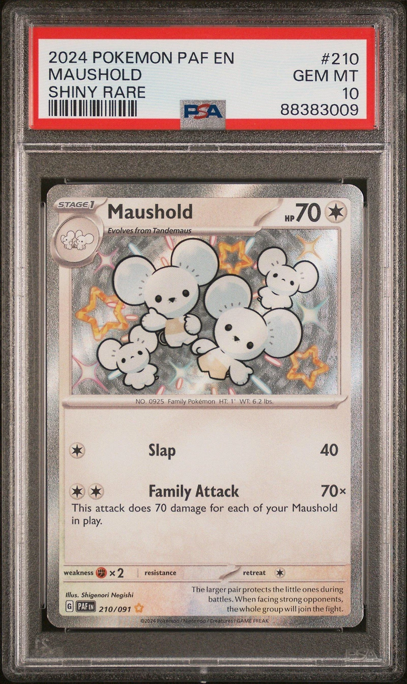 2024 Pokemon Paf En-paldean Fates 210 Maushold Shiny Rare PSA