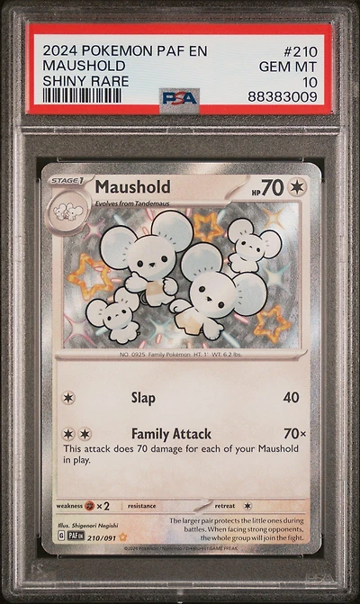 2024 Pokemon Paf En-paldean Fates 210 Maushold Shiny Rare PSA