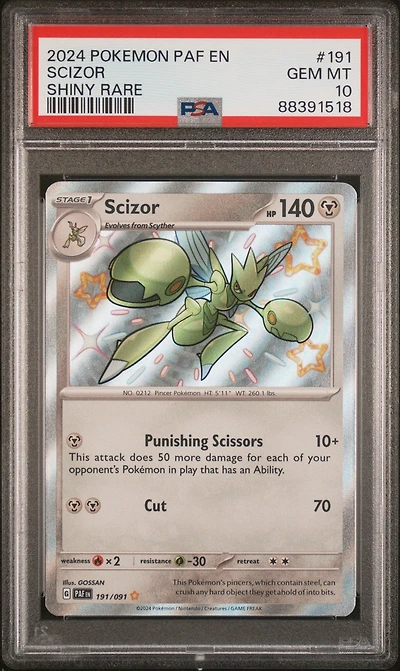 2024 Pokemon Paf En-paldean Fates 191 Scizor Shiny Rare PSA