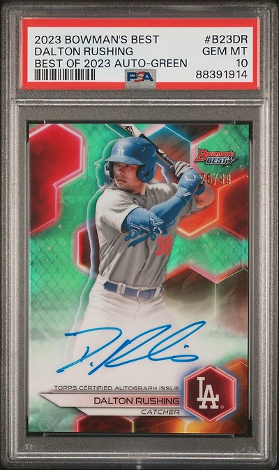 2023 Bowman's Best Best Of 2023 Autographs B23dr Dalton Rushing Green PSA 10