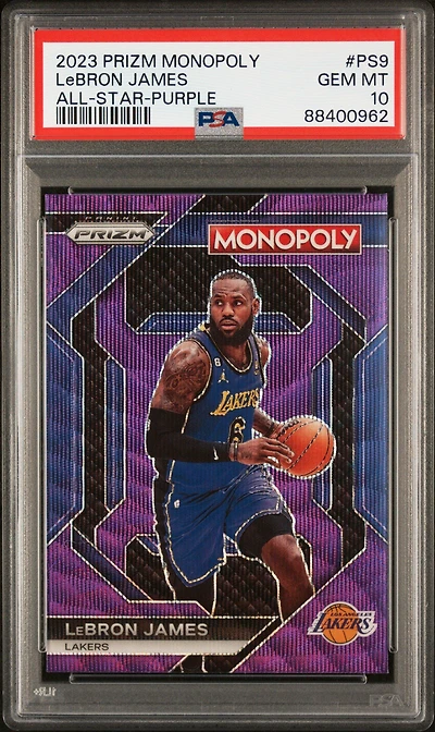 2023 Panini Prizm Monopoly All-star Ps9 Lebron James Purple PSA 10