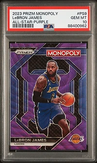 2023 Panini Prizm Monopoly All-star Ps9 Lebron James Purple PSA 10