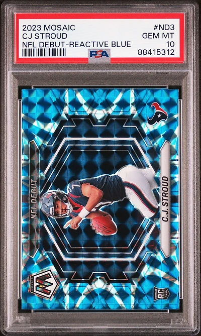 2023 Panini Mosaic Nfl Debut Nd3 Cj Stroud Reactive Blue PSA 10