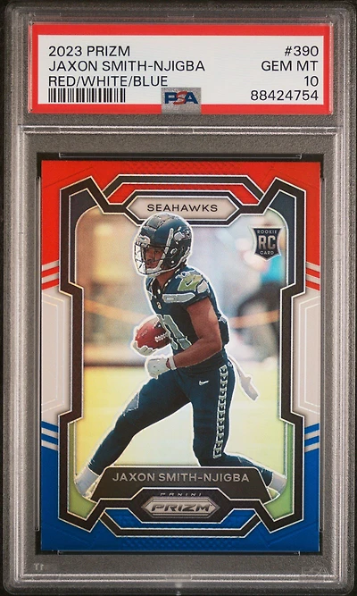 2023 Panini Prizm 390 Jaxon Smith-njigba Red/white/blue Prizm PSA