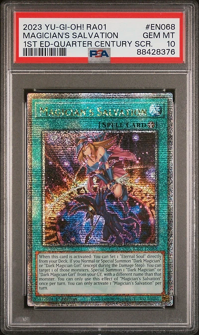2023 Yu-gi-oh! Ra01-25th Anniversary Rarity Collection En068 Magician's Salvation 1st Edition-quarter Century Secret Rare PSA 10