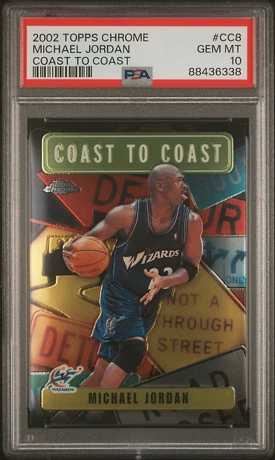2002 Topps Chrome Coast To Coast Cc8 Michael Jordan PSA 10