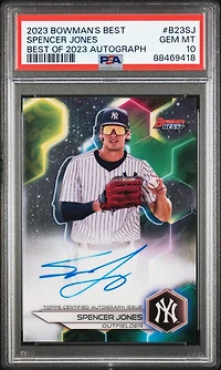 2023 Bowman's Best Best Of 2023 Autographs B23sj Spencer Jones PSA 10