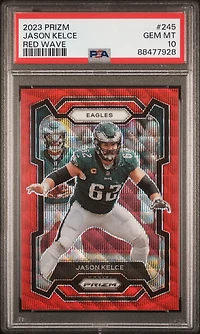 2023 Panini Prizm 245 Jason Kelce Red Wave PSA 10