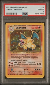 1999 Pokemon Game 4 Charizard-holo PSA 8