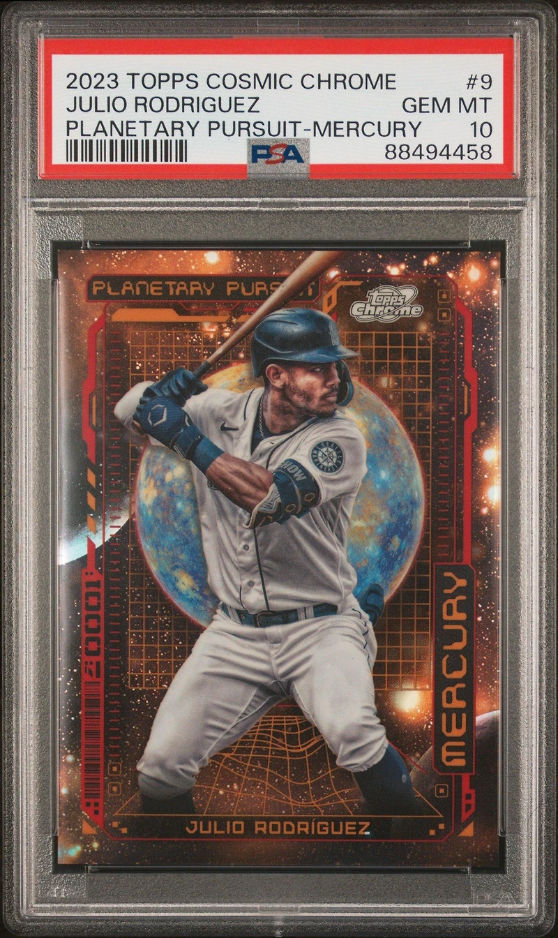 2023 Topps Cosmic Chrome Planetary Pursuit 9 Julio Rodriguez Mercury PSA 10