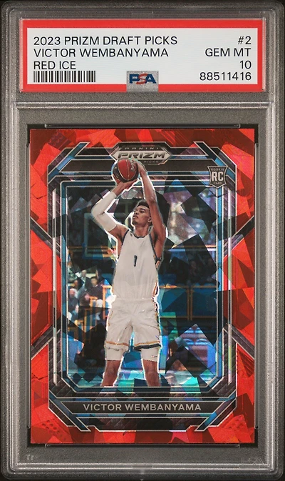 2023 Panini Prizm Draft Picks 2 Victor Wembanyama Red Ice PSA 10