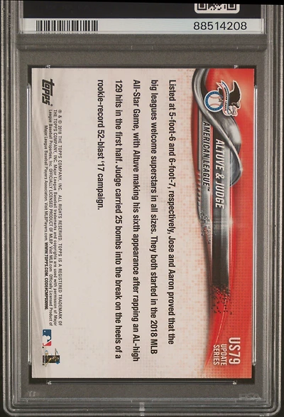2018 Topps Update Us79 Jose Altuve\aaron Judge PSA 10