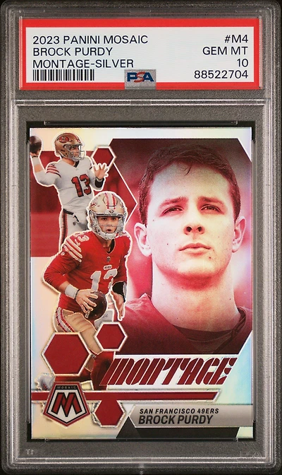 2023 Panini Mosaic Montage M4 Brock Purdy Silver PSA 10