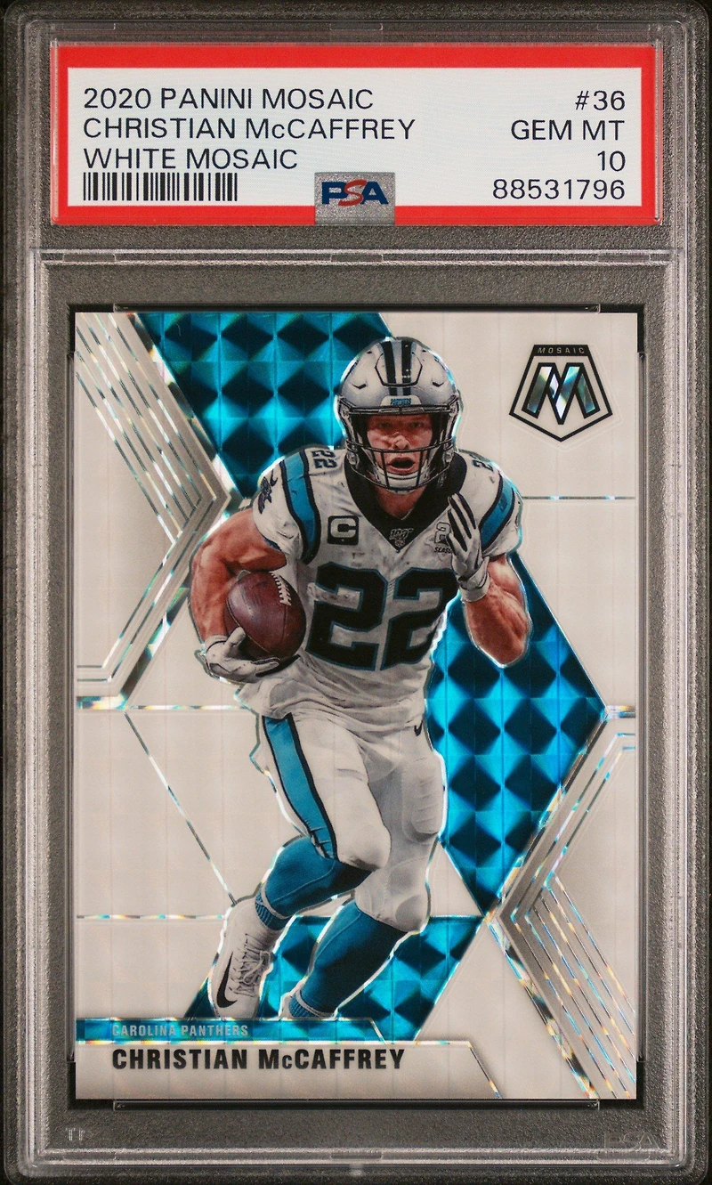 2020 Panini Mosaic 36 Christian Mccaffrey White Mosaic PSA 10