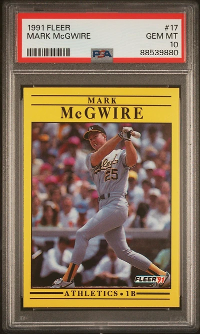 1991 Fleer 17 Mark Mcgwire PSA 10