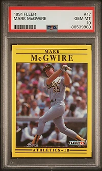 1991 Fleer 17 Mark Mcgwire PSA 10