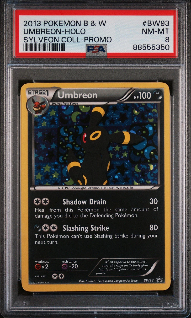 2013 Pokemon Black & White Promo Bw93 Umbreon-holo Sylveon Collection PSA 8