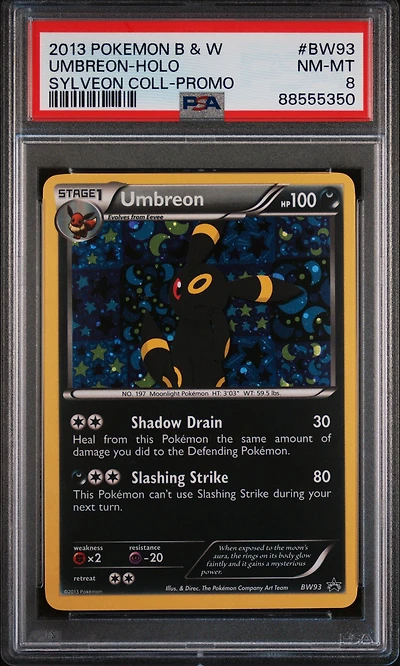 2013 Pokemon Black & White Promo Bw93 Umbreon-holo Sylveon Collection PSA 8