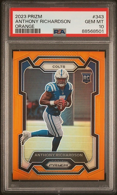 2023 Panini Prizm 343 Anthony Richardson Orange Prizm PSA 10