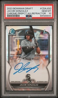 2023 Bowman Draft Chrome Prospect Autograph Cdajgo Jacob Gonzalez Refractor PSA 10