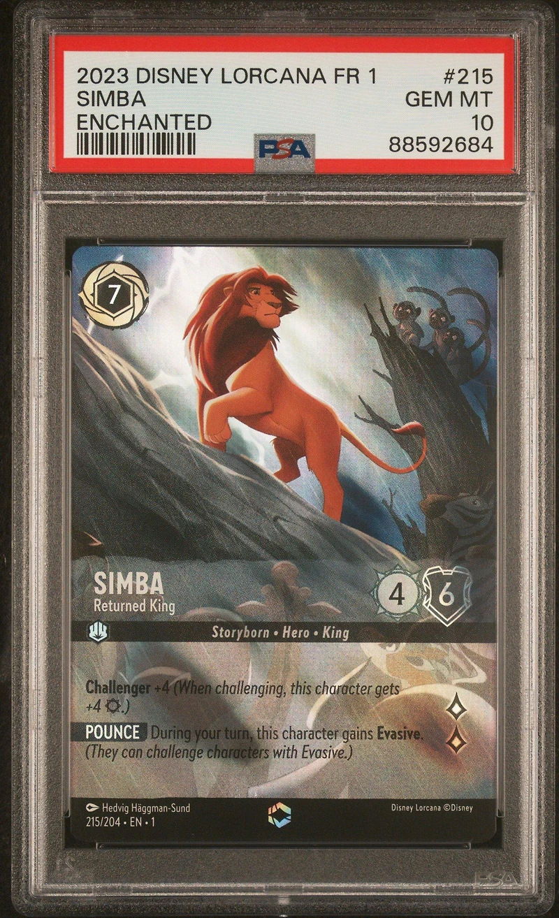 2023 Disney Lorcana French Fr 1-the First Chapter 215 Simba PSA 10