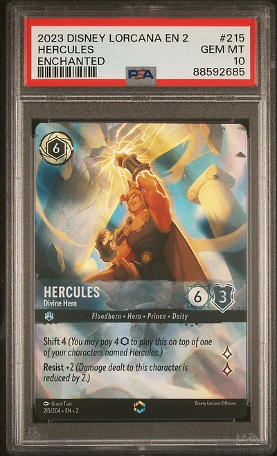 2023 Disney Lorcana En 2-rise Of The Floodborn 215 Hercules PSA 10