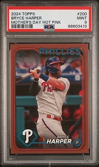 2024 Topps 200 Bryce Harper Mother's Day Hot Pink PSA 9