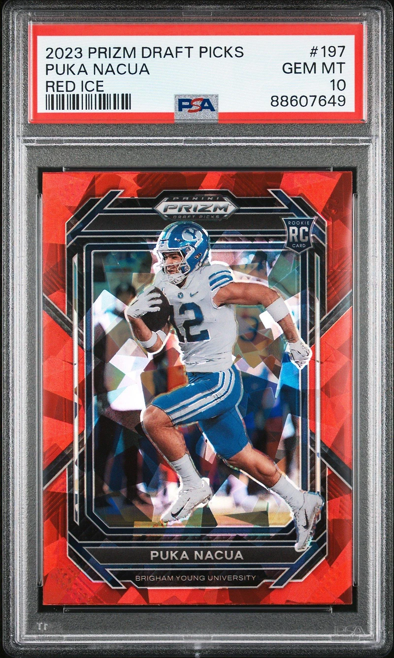 2023 Panini Prizm Draft Picks 197 Puka Nacua Red Ice PSA 10
