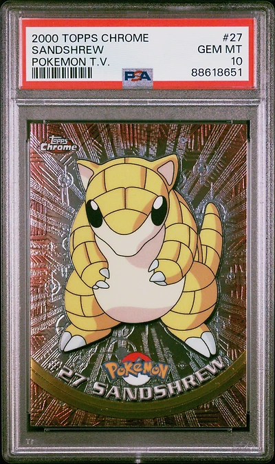 2000 Topps Chrome Pokemon T.v. 27 Sandshrew PSA 10