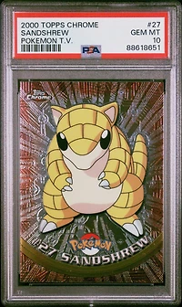 2000 Topps Chrome Pokemon T.v. 27 Sandshrew PSA 10