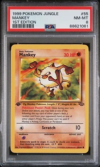1999 Pokemon Jungle 55 Mankey 1st Edition PSA 8