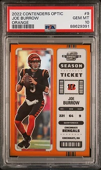 2022 Panini Contenders Optic 9 Joe Burrow Orange PSA 10