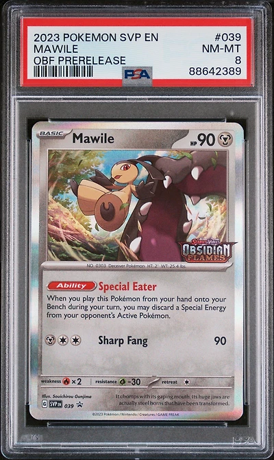 2023 Pokemon Svp En-sv Black Star Promo 039 Mawile Obsidian Flames Prerelease PSA 8