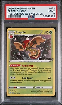 2020 Pokemon Sword & Shield Rebel Clash 022 Flapple-holo Cosmos Gamestop Exclusive PSA 9